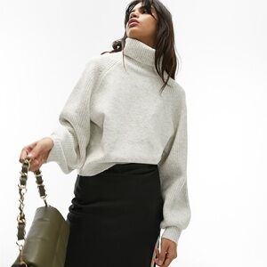 Topshop Light Gray Turtleneck Sweater